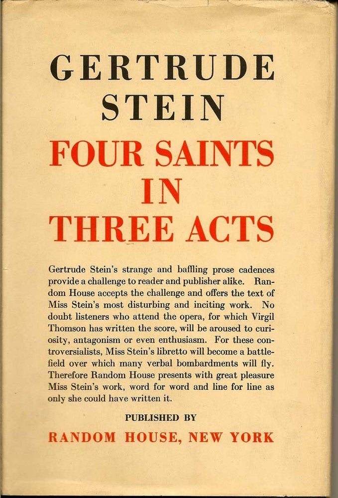 Item #016767 Four Saints In Three Acts. GERTRUDE STEIN