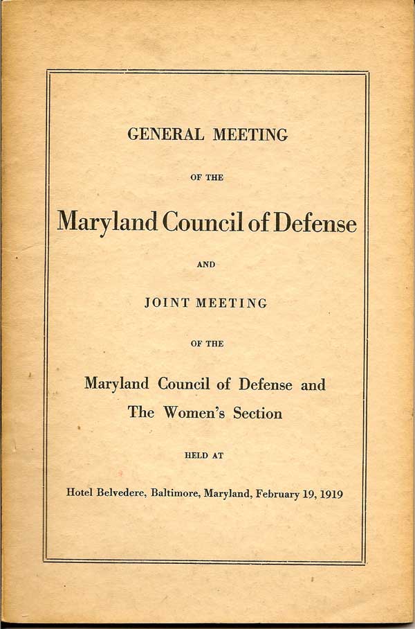Item #011635 General Meeting of the Maryland Council of Defense