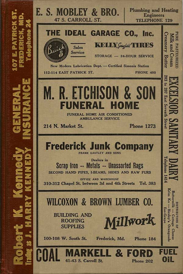 Item #011758 Frederick City Directory for 1938