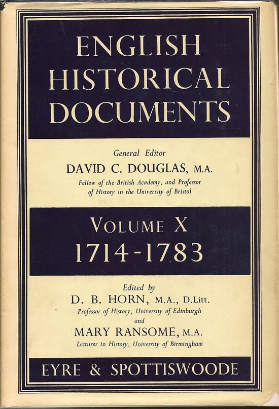 Item #015632 English Historical Documents Volume X 1714-1783. DAVID C. DOUGLAS