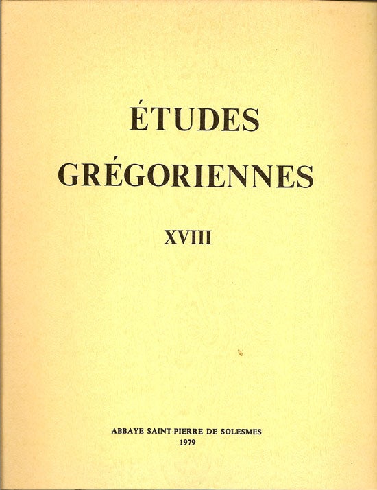 Item #015966 Etudes Gregoriennes XVIII