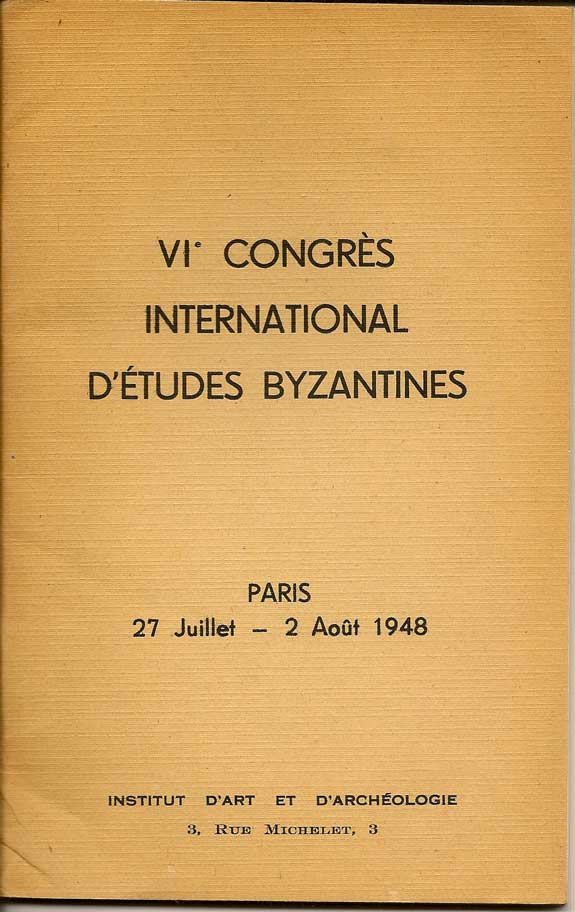 Item #016379 VI Congres International D'Etudes Byzantines