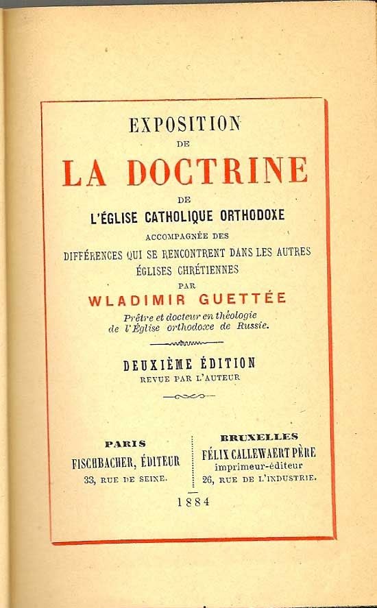Item #017525 Expostion De La Doctrine De L'…glise Catholique Orthodoxe AccompagnÈe Des...