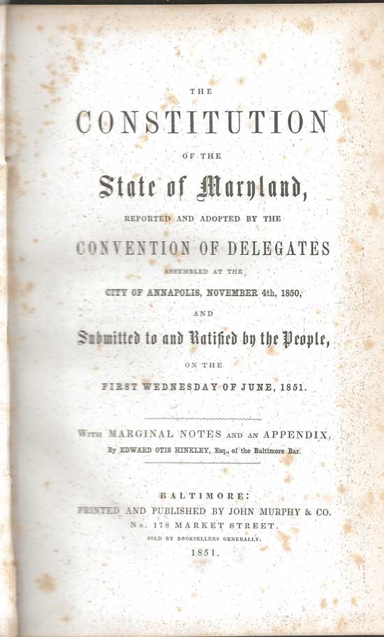 Item #20251 The Constitution of the State Of Maryland