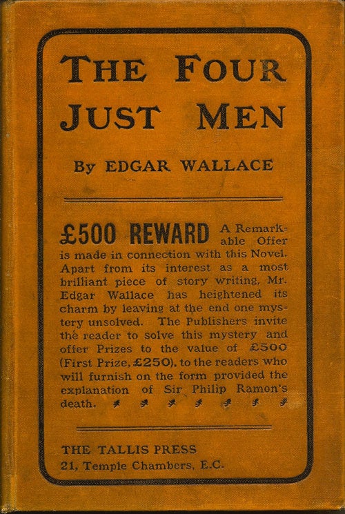 Item #003438 The Four Just Men. EDGAR WALLACE.